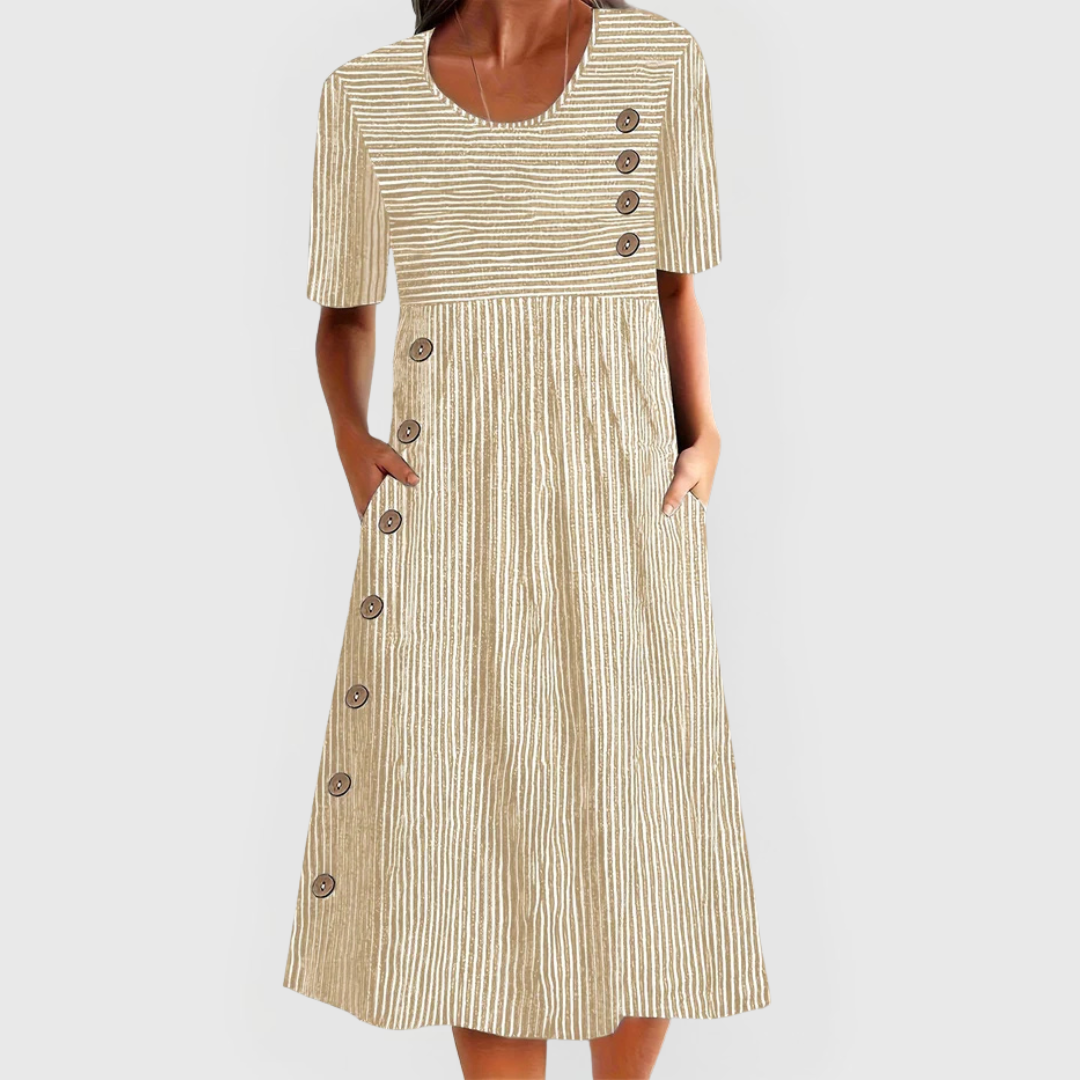 Julia | Vestido midi fluido a rayas