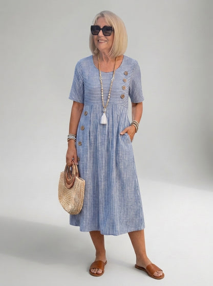 Julia | Vestido midi fluido a rayas