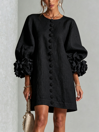 Clara – Vestido corto floral con botones