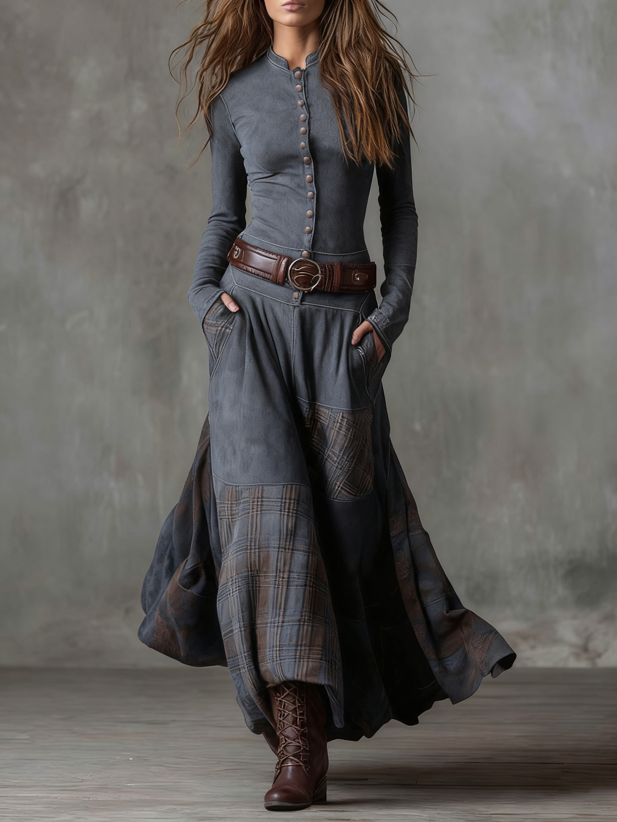 Livia – Maxivestido de Ante con Cinturón