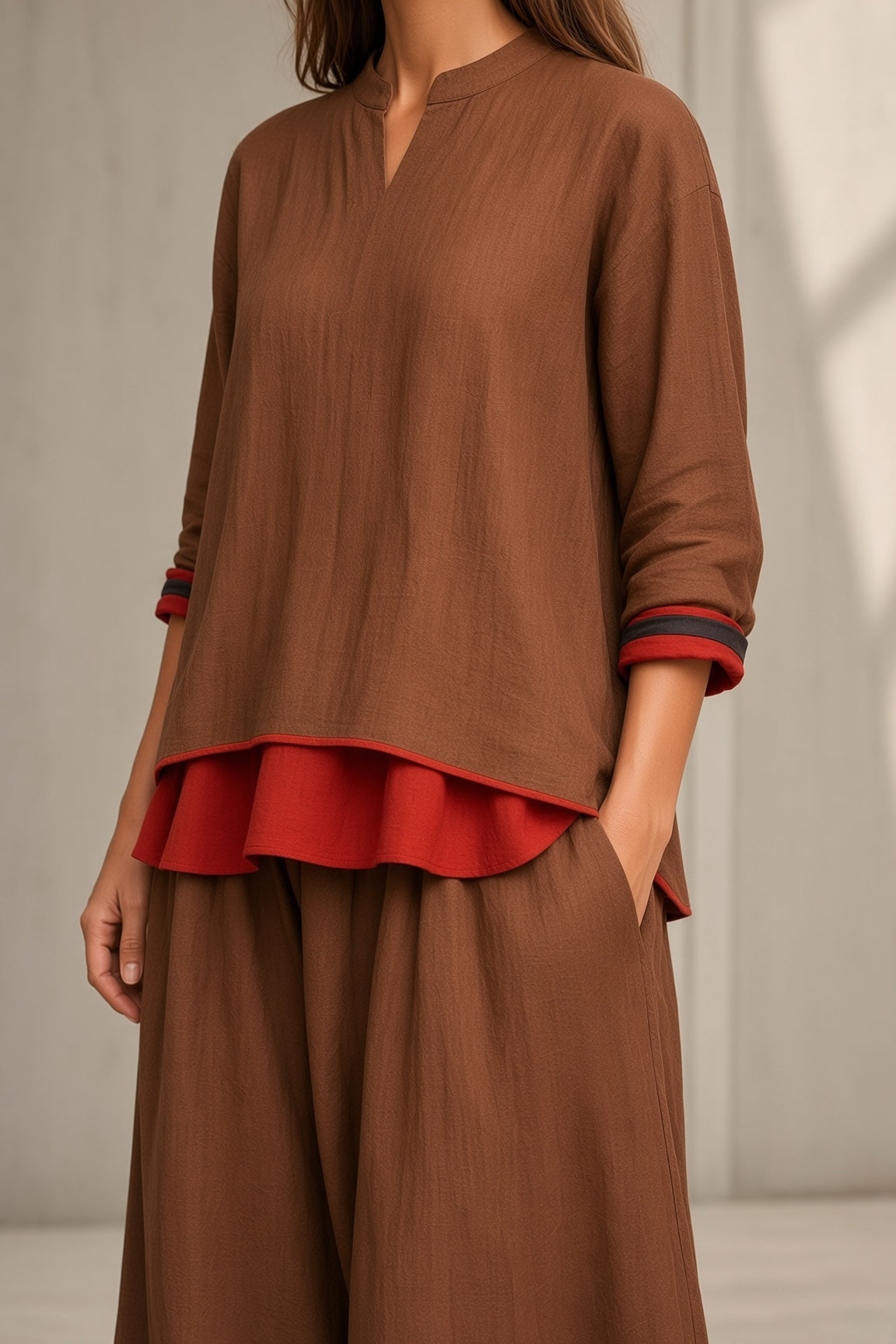 Alba – Conjunto de dos piezas holgado con detalles en contraste