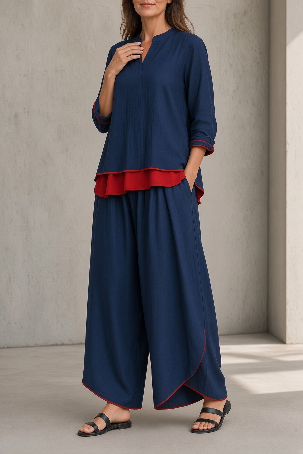 Alba – Conjunto de dos piezas holgado con detalles en contraste