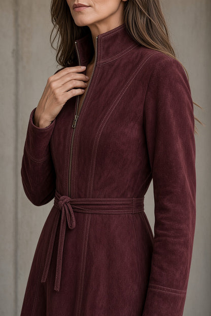 Tamara – Vestido vintage con cinturón y cuello alto