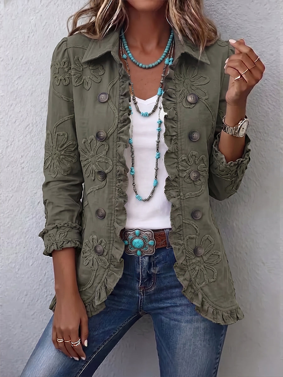 Lucía | Chaqueta Utility Bordada Floral Boho