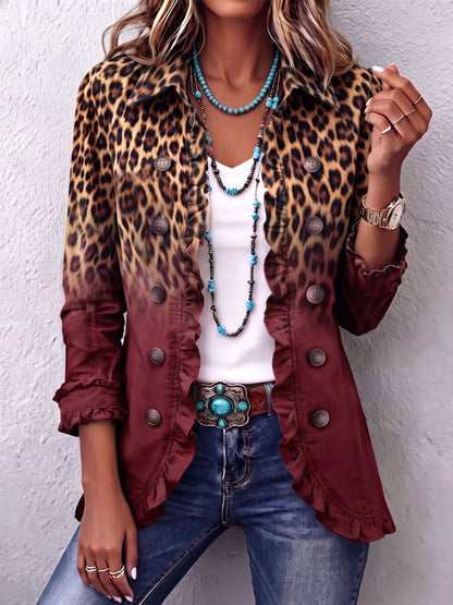 Elena | Chaqueta de Leopardo Degradado con Volantes