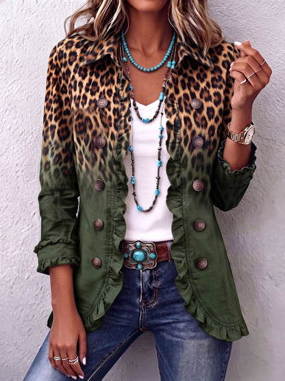 Elena | Chaqueta de Leopardo Degradado con Volantes