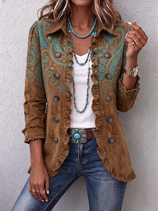 Amparo | Chaqueta Paisley Marrón con Volantes